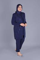 Female Navy blue STONE PRINTED 3-PIECE SUIT 30051 