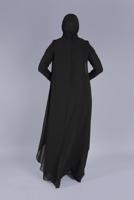 Female black LACE EMBROIDERED CHIFFON EVENING DRESS 50114 