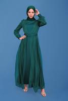 Female green SATIN EVENING DRESS 50120 
