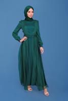 Female green SATIN EVENING DRESS 50120 