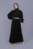 Female black SEQUINED CHIFFON EVENING DRESS 50126 