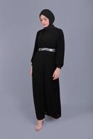 Female black SEQUINED CHIFFON EVENING DRESS 50126 
