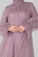 Female purple BEAD  DETAIL EMBROIDERED CHIFFON EVENING DRESS 50130 