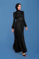 Female black BEAD EMBROIDERED EVENING DRESS 50131 