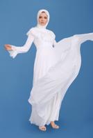 Female white CHIFFON EVENING DRESS 50135 