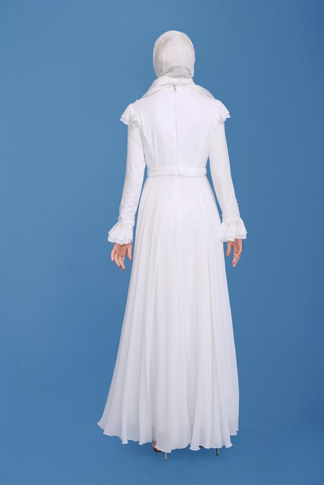 Female white CHIFFON EVENING DRESS 50135 