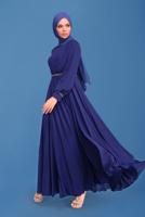 Female blue STONE PRINTED EVENING DRESS 50154 