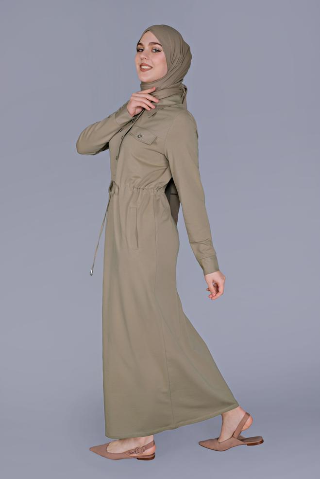 Femelle BEIGE ROBE DE SURVÊTEMENT BOUTONS 41480