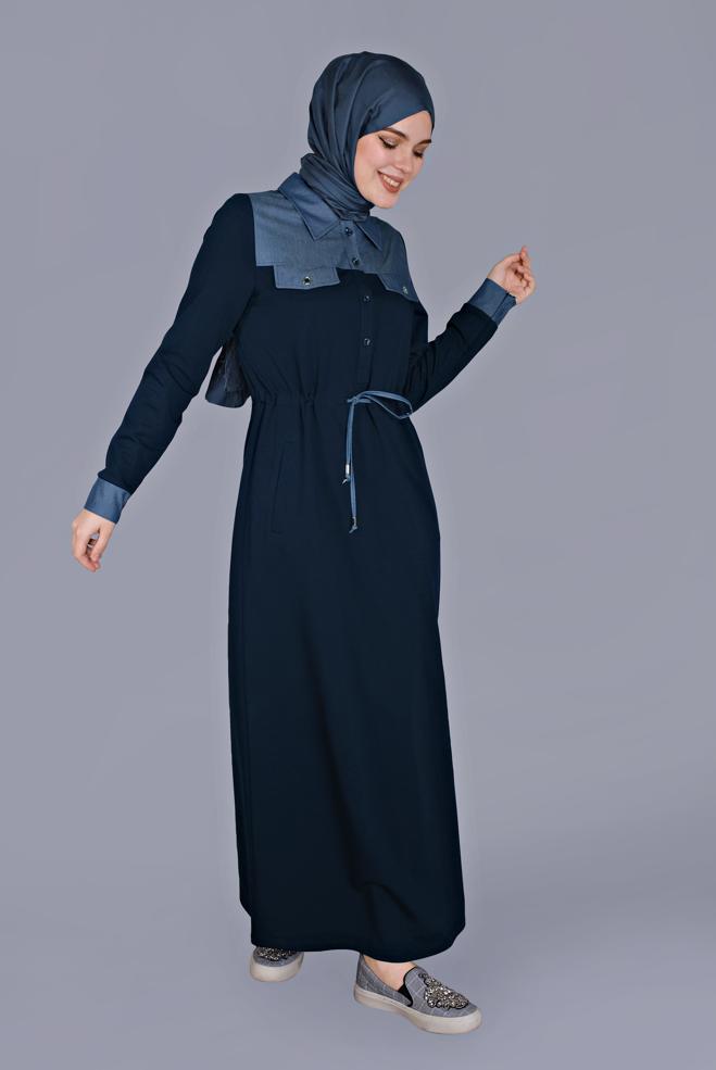 Female Navy blue TIE DETAIL BUTTONED TRACKSUIT DRESS 41480 