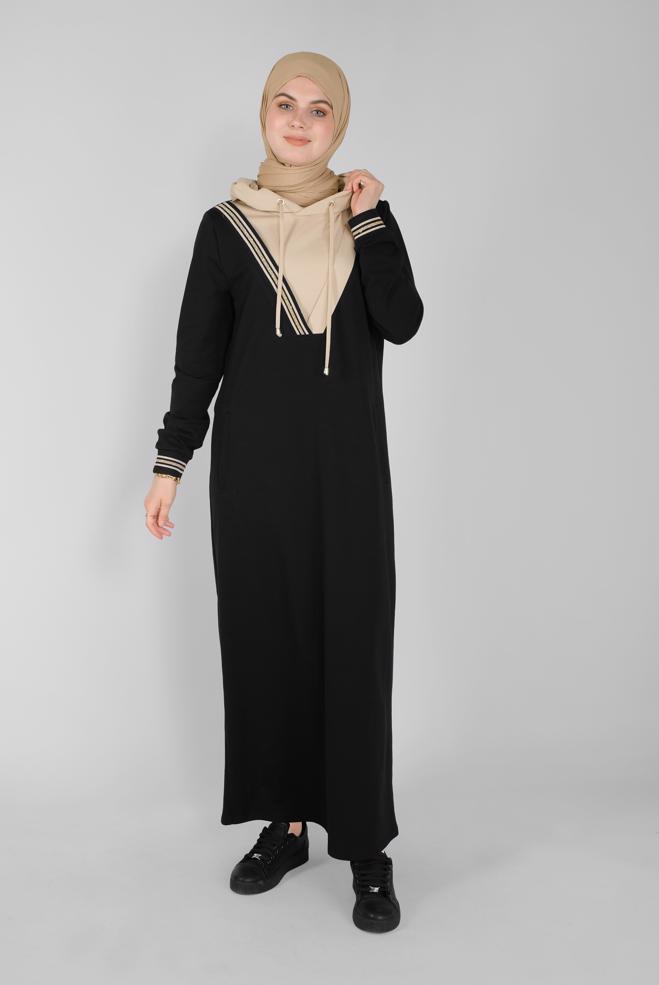 Female black HOODED TRACKSUIT DRESS 41514 