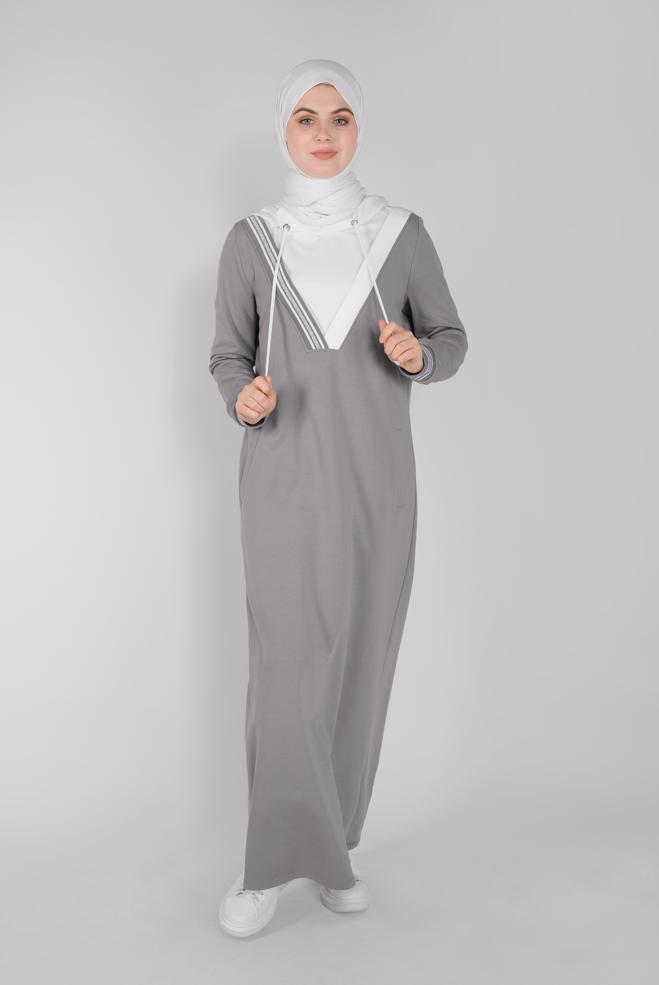 Female Grey HOODED TRACKSUIT DRESS 41514 