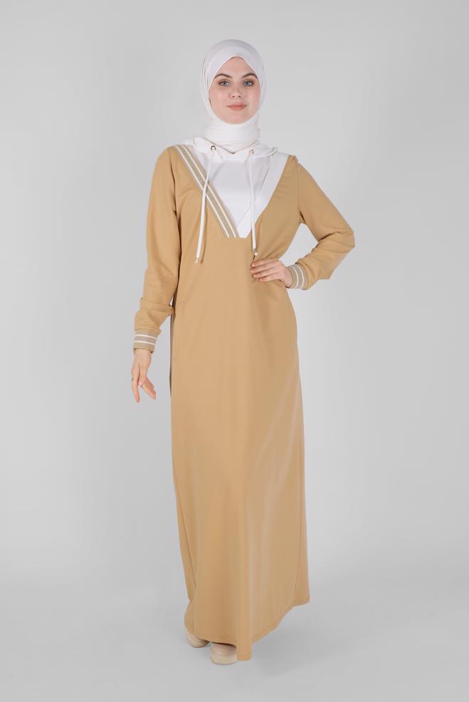 Femelle BEIGE ROBE DE SURVÊTEMENT À CAPUCHE 41514 