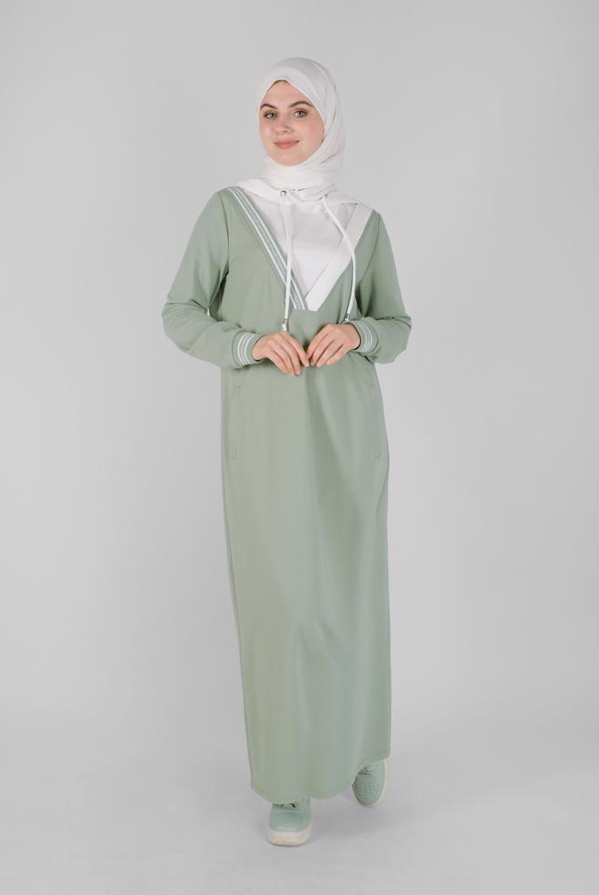Female green HOODED TRACKSUIT DRESS 41514 