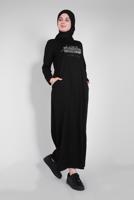 Female black STONE PRINTED TRACKSUIT DRESS 41571 
