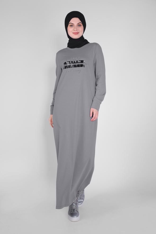 Femelle GRIS ROBE DE SURVÊTEMENT IMPRIMÉ PIERRE 41571 