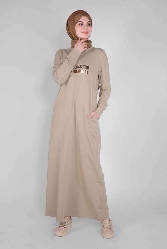 Female beige STONE PRINTED TRACKSUIT DRESS 41571 