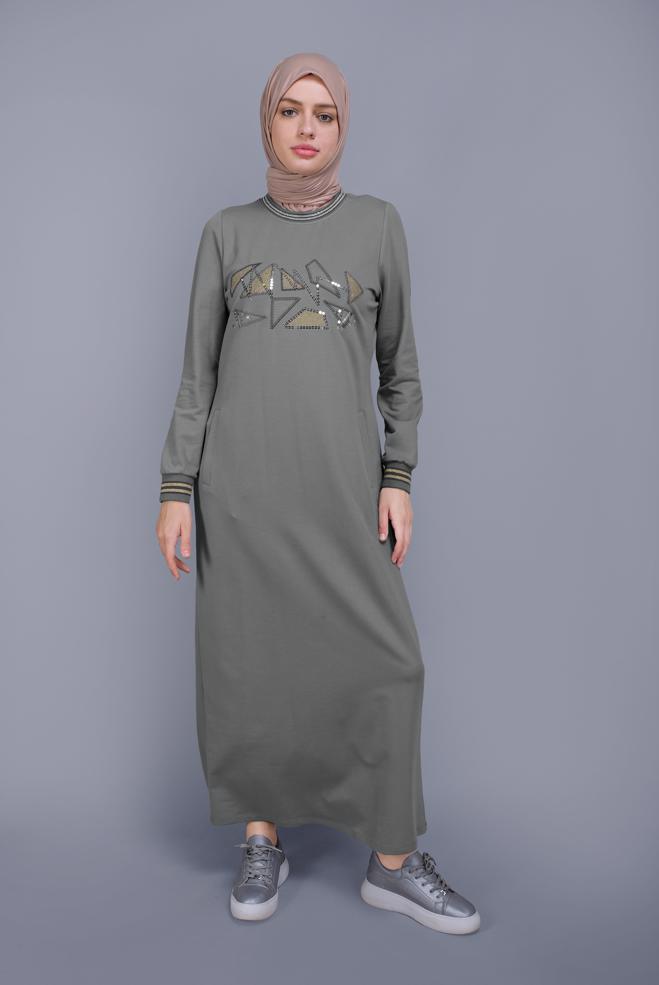 Female Grey SEQUINNED EMBROIDERED TRACKSUIT DRESS 41612 