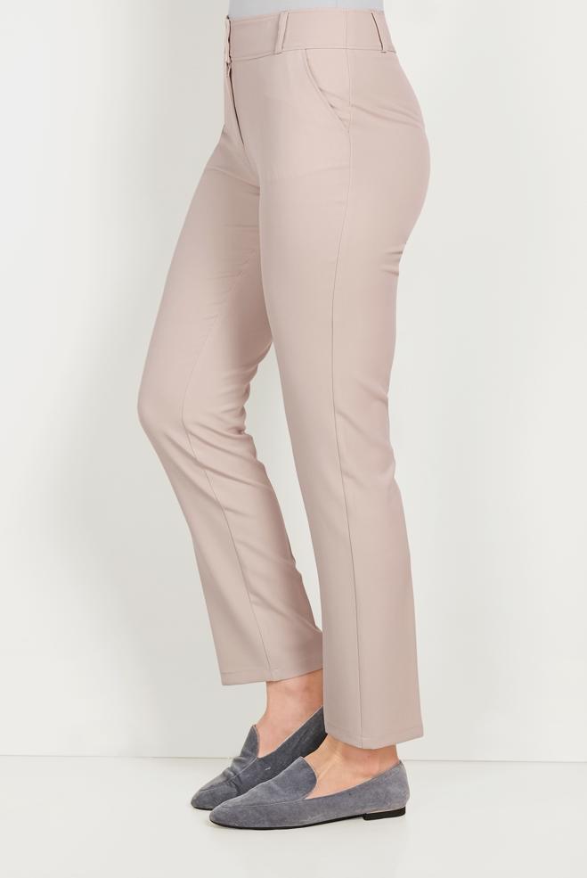 Female beige BUTTONED TROUSERS 70051 