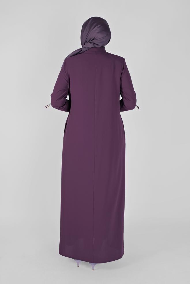 Female purple EMBROIDERED ZIPPED OVERCOAT 10371 