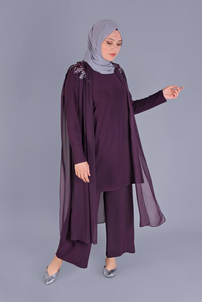 Female damson LACE DETAILED SUIT WITH PANTS 20134 