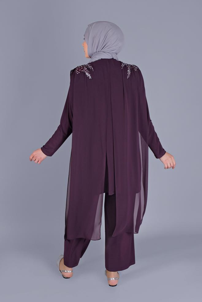 Female damson LACE DETAILED SUIT WITH PANTS 20134 