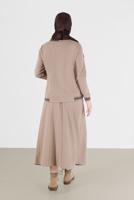 Femelle BEIGE ENSEMBLE DE SURVÊTEMENT JUPE 2 PIÈCES IMPRIMÉ SLOGAN 42271