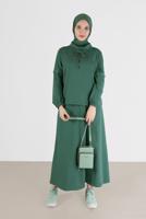 Femelle VERT ENSEMBLE DE SURVÊTEMENT JUPE 2 PIÈCES À COL COL CHEMISIER AVEC OEILLETS 42347