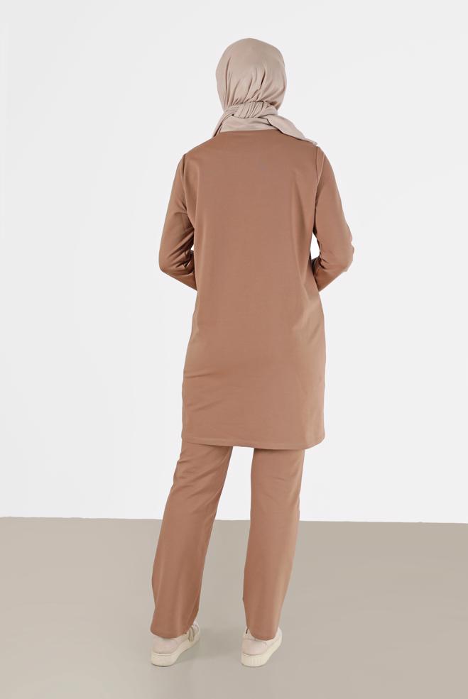 Femelle BEIGE ENSEMBLE SURVÊTEMENT ZIPPÉ 2 COULEURS AVEC PANTALON 42348