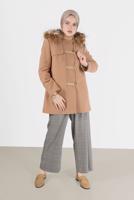 Female taba FURRY HOODED COAT WITH POCKET 90241 