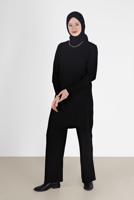 Female black ELASTIC-WAIST KNIT TROUSERS 70303 