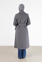 Female Grey LEOPARD PATTERN DETAIL CLASSIC COLLAR TRENCH COAT 10477 