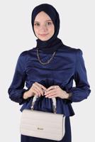 Female Navy blue BLOUSE WITH ELASTIC CUFFS AND WAIST 42762 