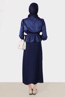 Female Navy blue BLOUSE WITH ELASTIC CUFFS AND WAIST 42762 