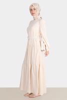 Female beige BELTED TIERED DRESS 42921 
