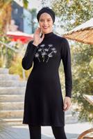Female Grey EMBROIDERED LYCRA HIJAB SWIMSUIT 0920 