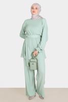 Female green WAFFLE TEXTURED 2-PIECE PANTS SUIT 42716 
