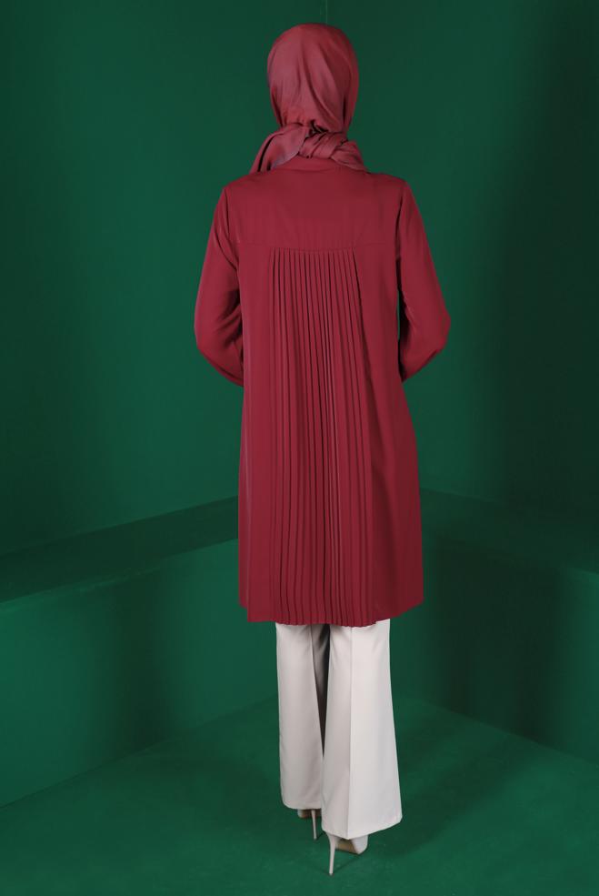 Female red GEM DETAIL PLEATED TUNIC 42618 