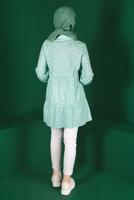 Female green FLORAL PATTERN BUTTONED TUNIC 42876 
