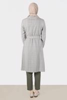 Female green CHECKED BELTED TRENCH COAT 10596 