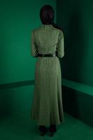 Female green CHECKED DRESS WITH BUTTONED CUFFS 43370 