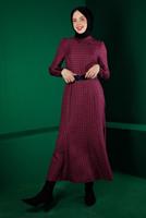 Female FUCHSIA CHECKED DRESS WITH BUTTONED CUFFS 43370 