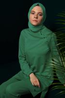 Female green SNAPPED COLLAR 2-PIECE TRACKSUIT SET 43342 