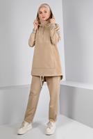 Femelle BEIGE ENSEMBLE SURVÊTEMENT CÔTELÉ À CAPUCHE 43343