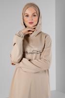 Femelle BEIGE ENSEMBLE DE SURVÊTEMENT 2 PIÈCES IMPRIMÉ SLOGAN 43352