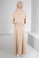 Femelle BEIGE ENSEMBLE DE SURVÊTEMENT 2 PIÈCES AVEC JUPE À SLOGAN 43388