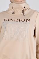 Femelle BEIGE ENSEMBLE DE SURVÊTEMENT 2 PIÈCES AVEC JUPE À SLOGAN 43388