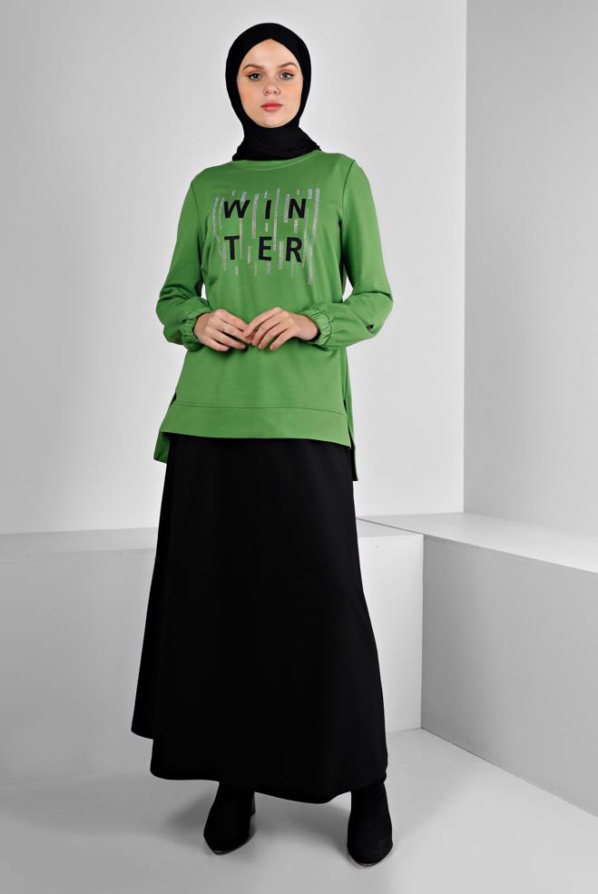 Femelle VERT COSTUME JUPE IMPRIMÉ AVEC GEMME 43389