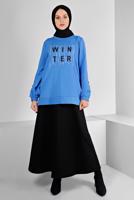 Femelle BLEU MARINE COSTUME JUPE IMPRIMÉ AVEC GEMME 43389