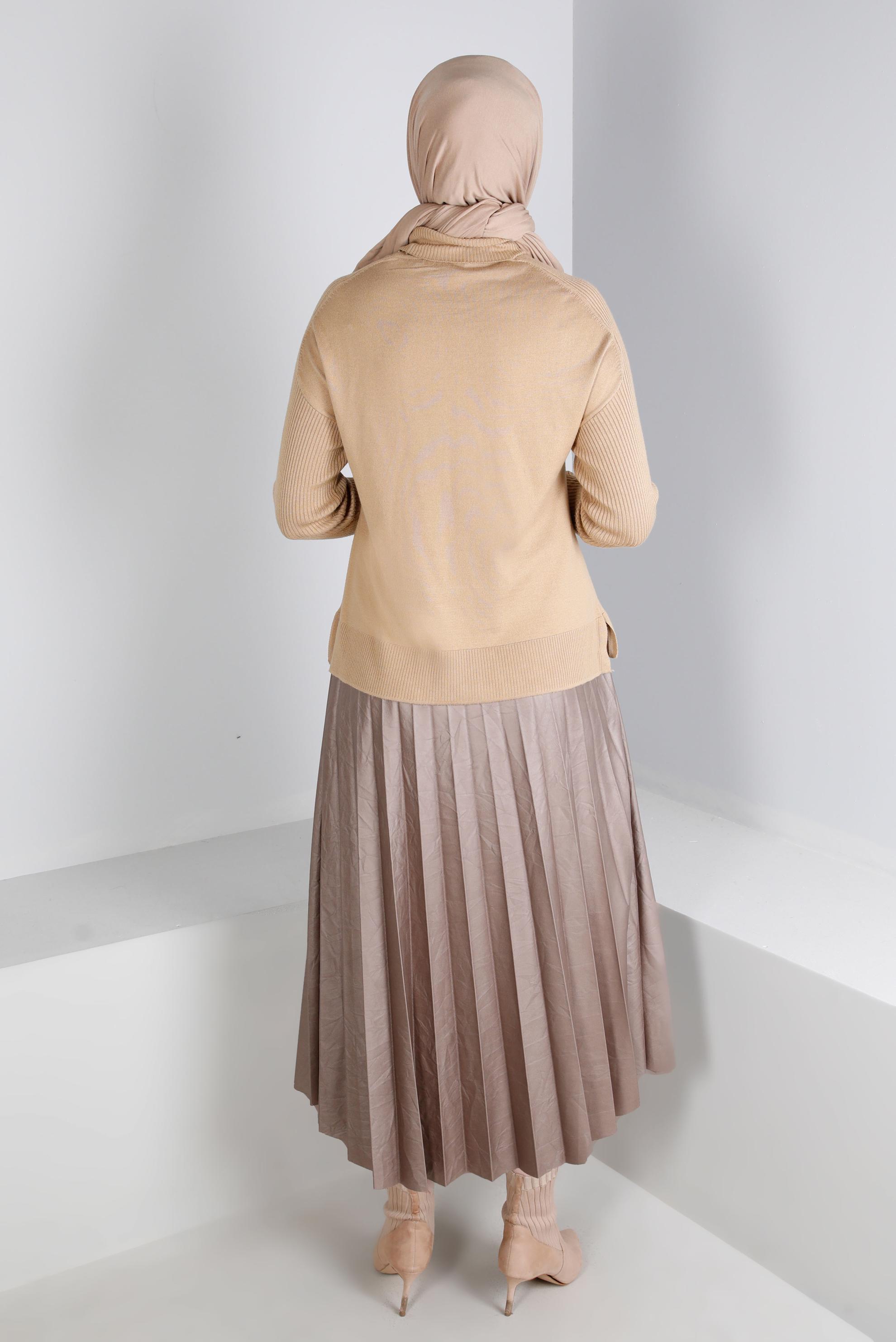 leather pleated skirt 60