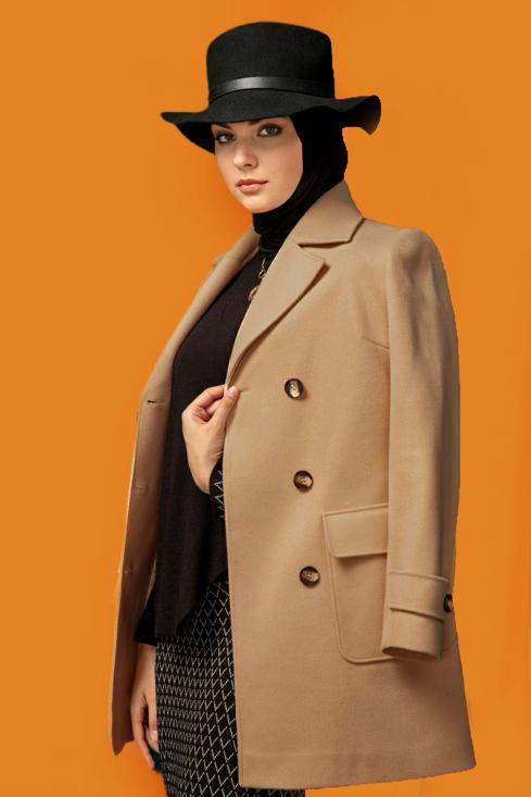 Female  BUTTONED CLASSIC COAT WITH POCKET 90308 